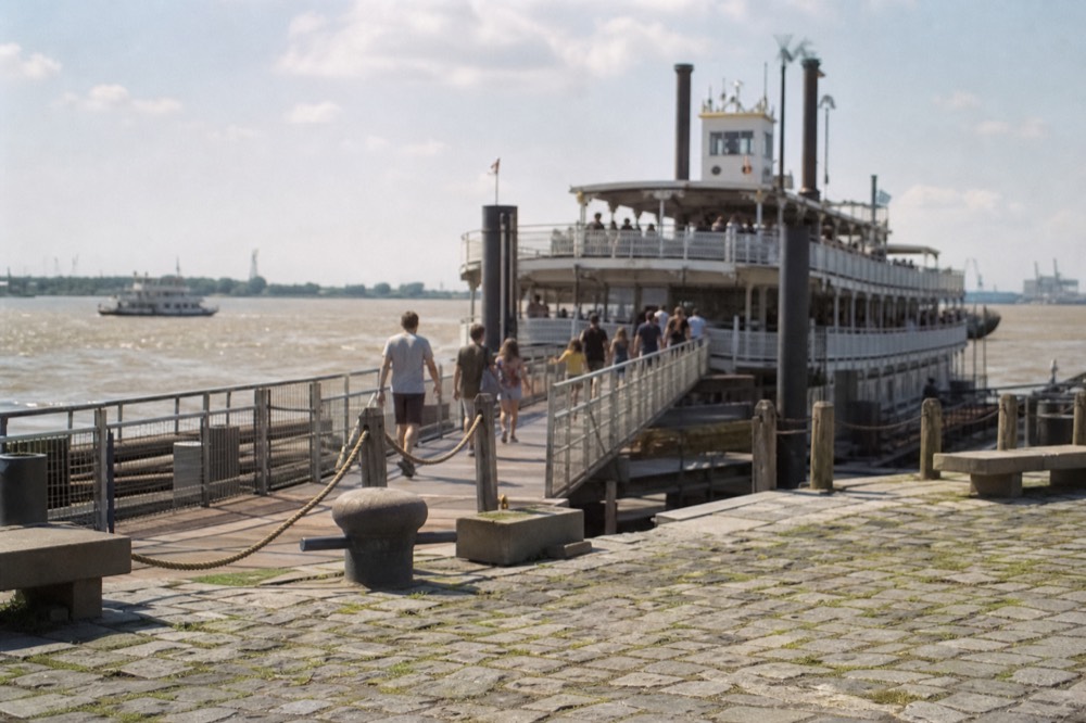 The Toulouse Street Wharf boarding area on the New Orleans riverfront